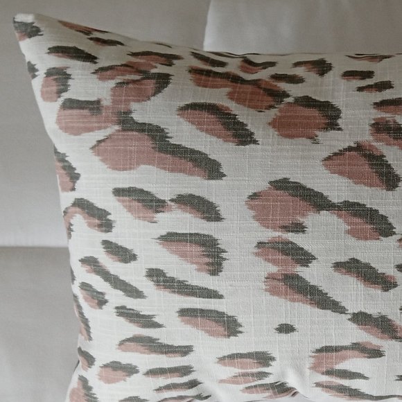 Rose Gray Leopard Print Accent Pillow - 100% Cotton - 11"x9.5" - Picture 3 of 7